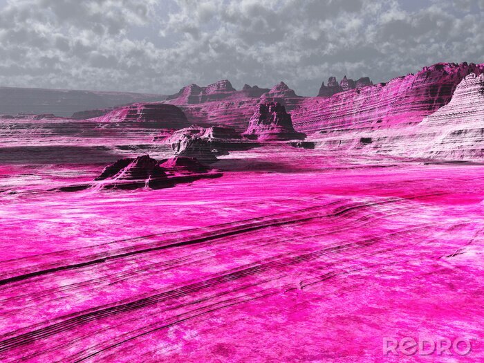 Tapete Abstrakte Landschaft mit Bergen