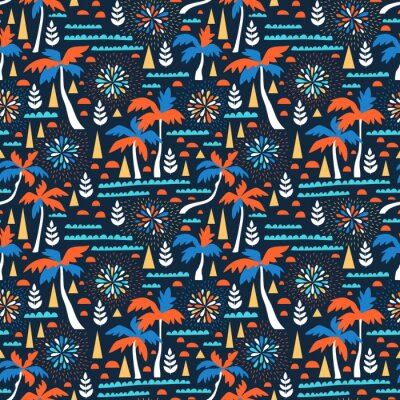 Tapete Abstrakte Palmen und geometrische Formen