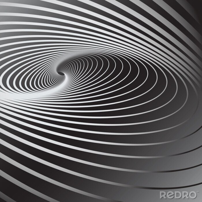 Tapete Abstrakte schwarz weiße 3D Spirale