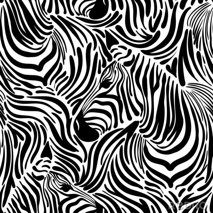 Tapete Abstrakte schwarz-weiße Zebras