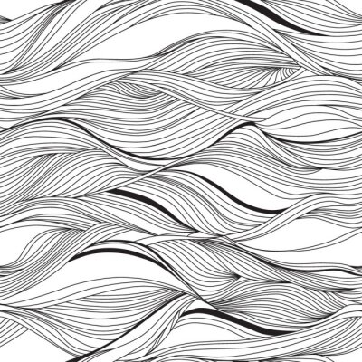 Tapete Abstrakte schwarze und weiße Wellen