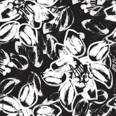 Tapete Abstrakte weiße Blumen in einem modernen Stil