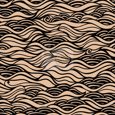 Tapete Abstrakte Wellen in Schwarz und Beige