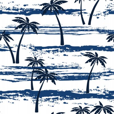 Tapete Abstrakter exotischer Strand mit Palmen