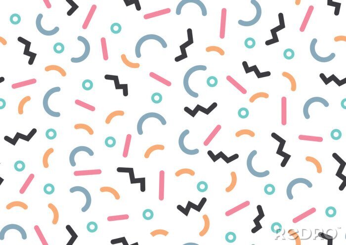 Tapete Abstrakter geometrischer Hintergrund und geometrisches nahtloses Muster. Memphis-Stilelement