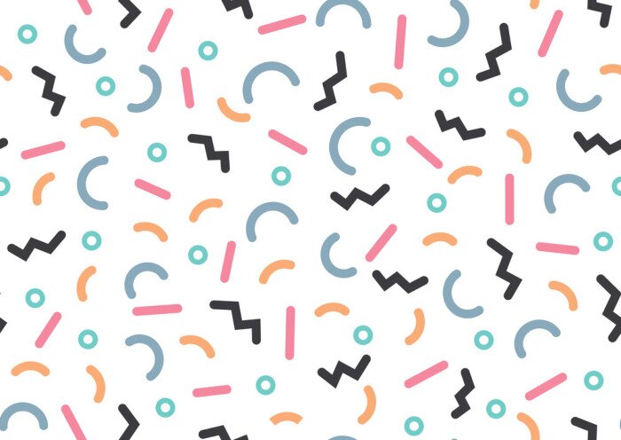 Tapete Abstrakter geometrischer Hintergrund und geometrisches nahtloses Muster. Memphis-Stilelement