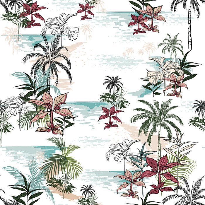 Tapete Abstrakter Meeres- und Vegetationsstrand