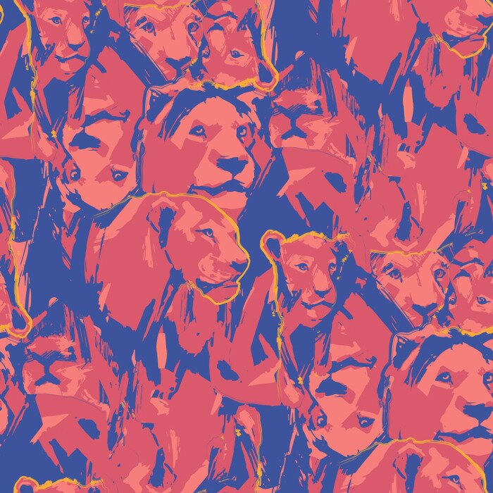 Tapete Abstraktes Muster mit Löwen