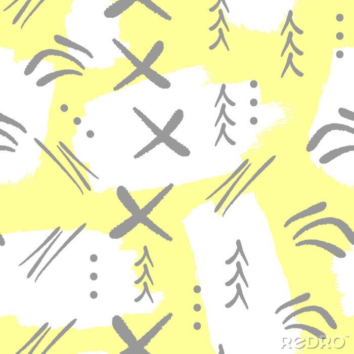 Tapete Abstraktes nahtloses Muster. Wiederholte Pinselstriche und geometrische Formen von Hand gezeichnet. Grunge, Gekritzel, Skizze, Aquarell.