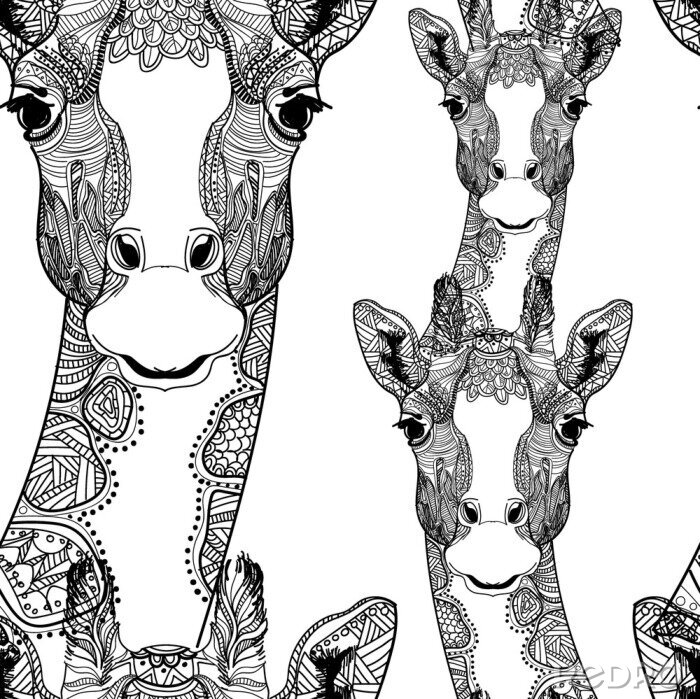 Tapete Abstraktes schwarz-weißes Giraffenmuster