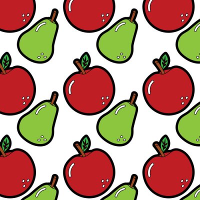 Tapete Äpfel und Birnen auf weißem Hintergrund