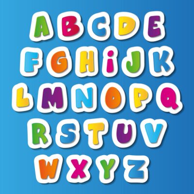 Alphabet für Kinder auf blauem Hintergrund