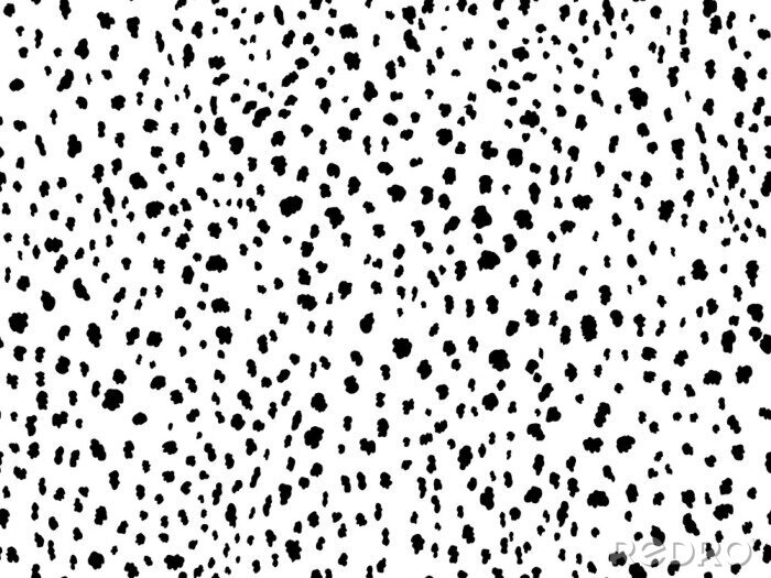 Tapete Animal print seamless pattern design with irregular ink black spots on white background. Dalmatian pattern animal print.