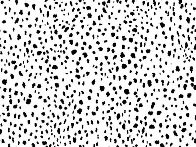 Tapete Animal print seamless pattern design with irregular ink black spots on white background. Dalmatian pattern animal print.
