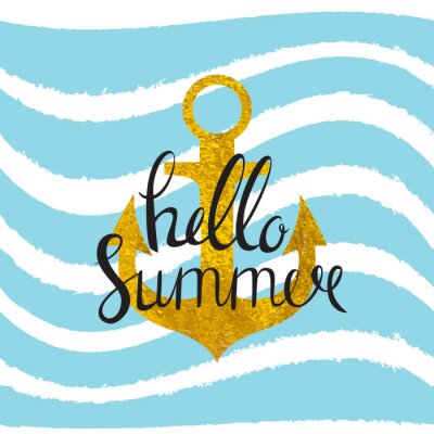 Tapete Anker mit Inschriften auf Meereshintergrund