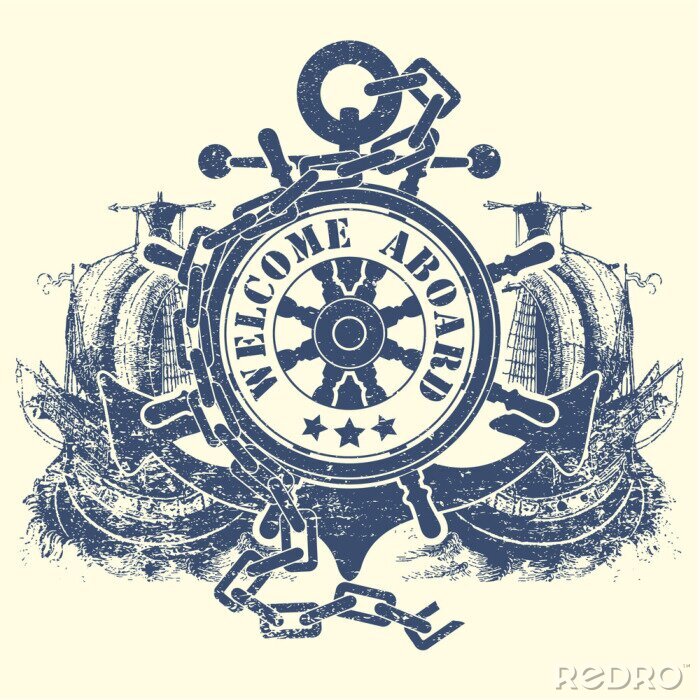 Tapete Anker Ruder und Kette
