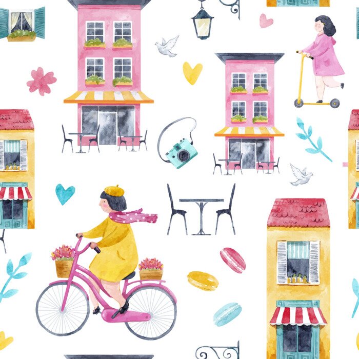 Tapete Aquarell Baby Vektor Muster