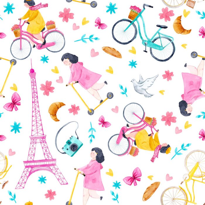 Tapete Aquarell Baby Vektor Muster