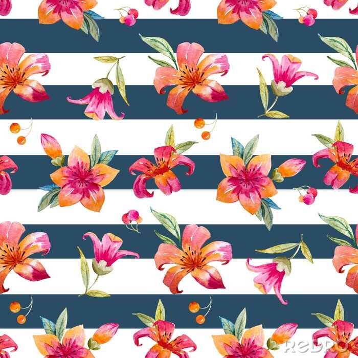 Tapete Aquarell Blumenmuster