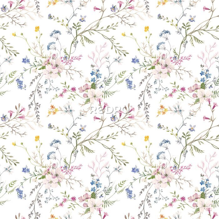 Tapete Aquarell Blumenmuster