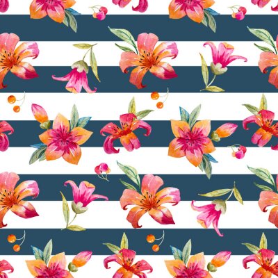 Tapete Aquarell Blumenmuster