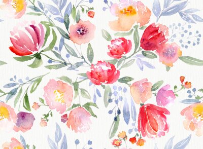 Fototapete Aquarell Blumenmuster