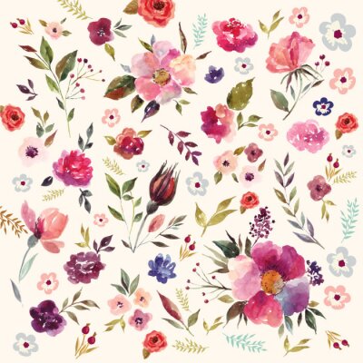 Tapete Aquarell Blumenmuster