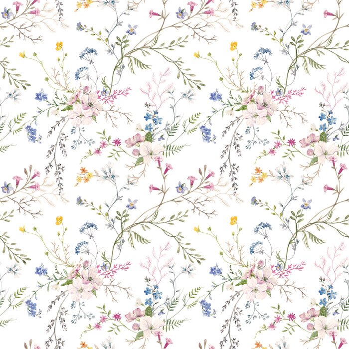 Tapete Aquarell Blumenmuster