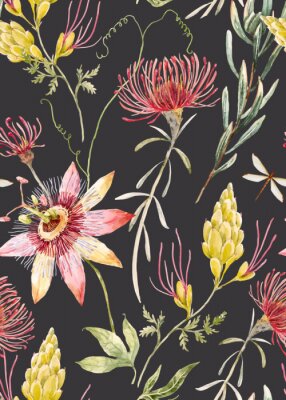 Tapete Aquarell Blumenvektormuster