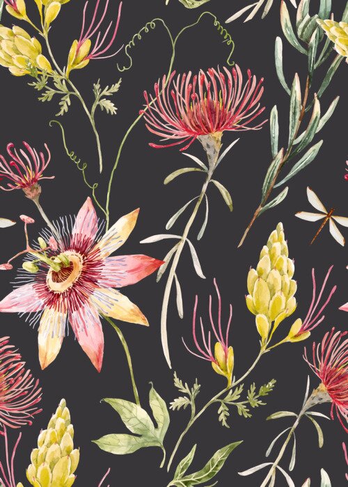 Tapete Aquarell Blumenvektormuster