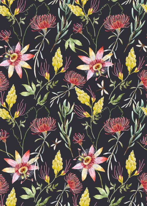 Tapete Aquarell Blumenvektormuster