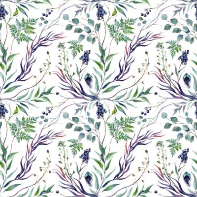 Tapete Aquarell Botanical Greneery Pattern