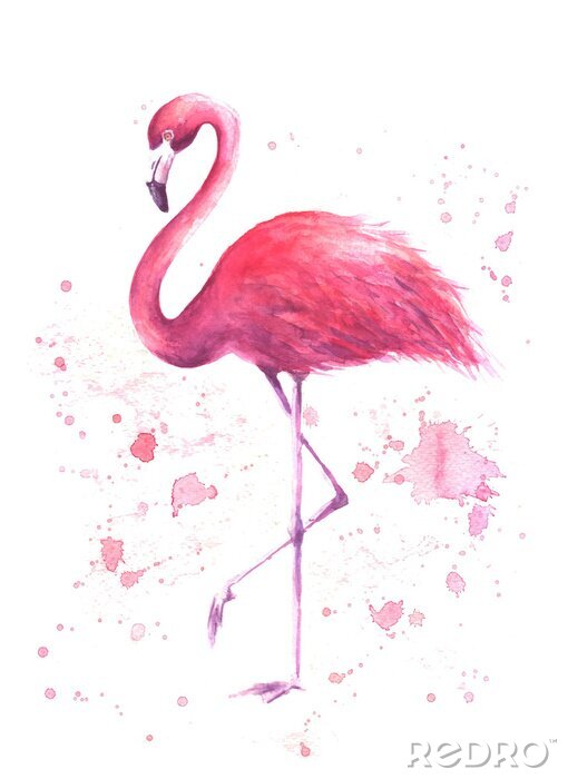 Tapete Aquarell-Flamingo