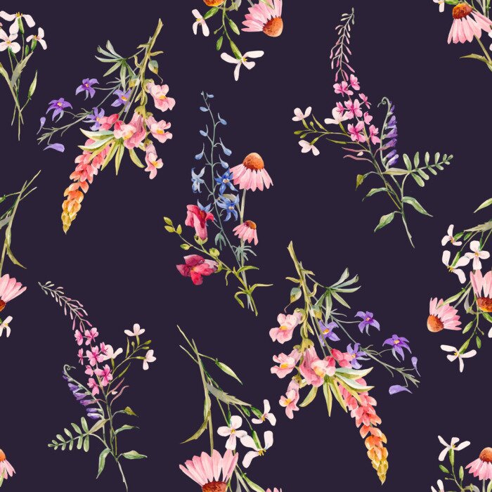 Tapete Aquarell floral Sommer Vektor-Muster