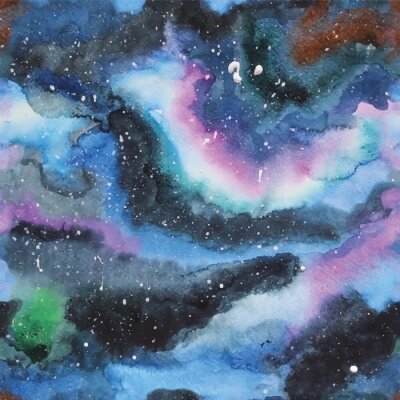 Aquarell-Galaxie-Abbildung. Nahtlose Muster.