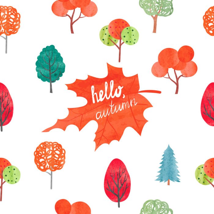 Tapete Aquarell goldener Herbst