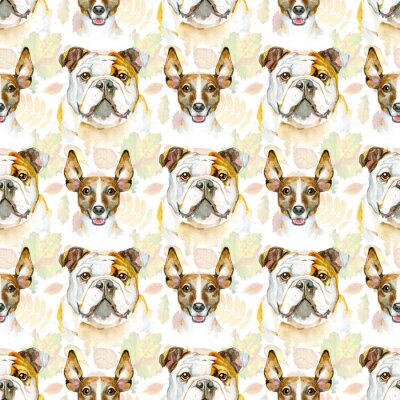 Tapete Aquarell-Hundeköpfe