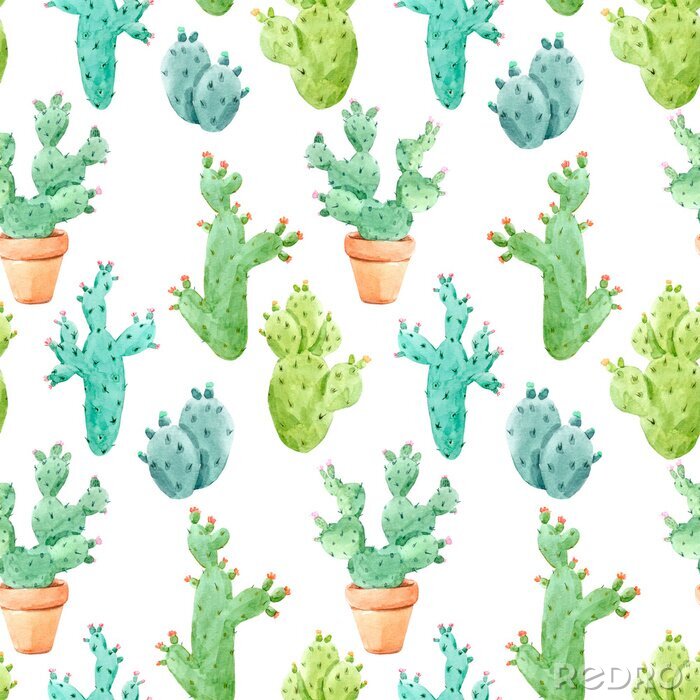 Tapete Aquarell Kaktus Muster