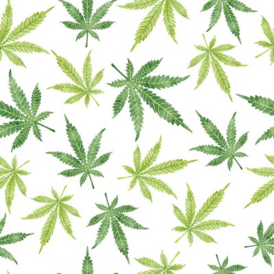 Aquarell Marihuana Blätter nahtlose Muster. Vector Cannabis Hintergrund.