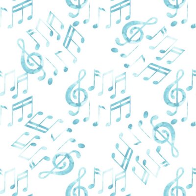 Tapete Aquarell musikalische Noten Muster