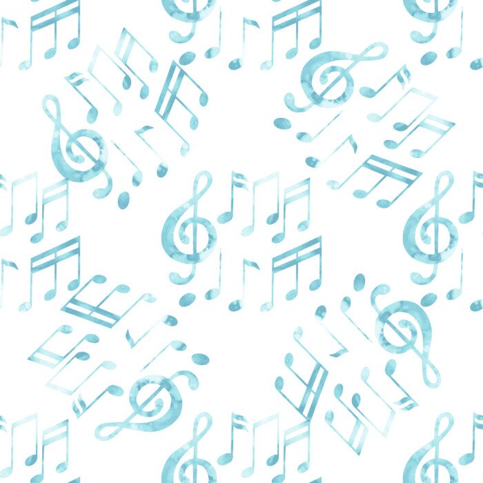 Tapete Aquarell musikalische Noten Muster