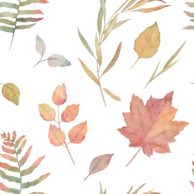 Tapete Aquarell nahtloses Muster für Batik, Textil, Stoff. Blumenmuster. Herbstblätter. Hand gezeichnete Illustration
