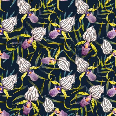 Tapete Aquarell Orchidee Blumen tropischen Vektor-Muster