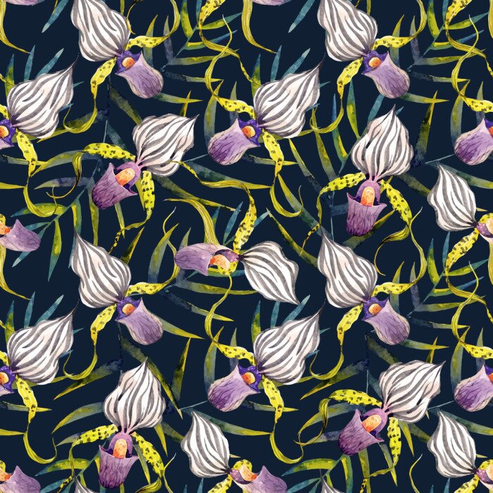 Tapete Aquarell Orchidee Blumen tropischen Vektor-Muster