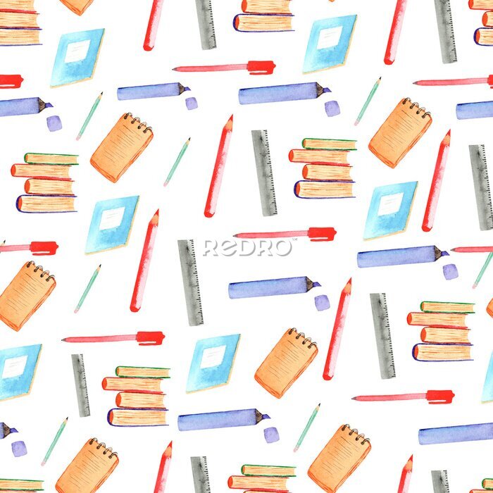 Tapete Aquarell-Schulsachen