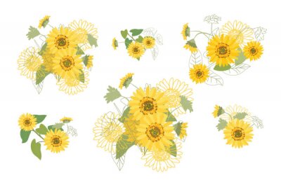 Aquarell-Sonnenblumen ohne Stängel