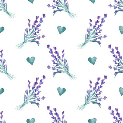 Tapete Aquarell-Vektor-Muster mit Lavendel. Handmalerei. Nahtlose Muster für Stoff, Papier und andere Druck-und Web-Projekte.