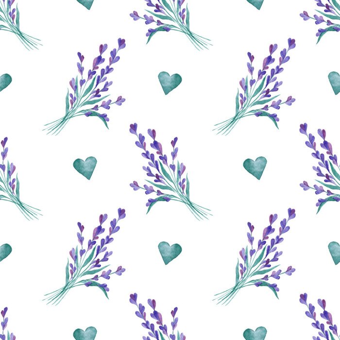 Tapete Aquarell-Vektor-Muster mit Lavendel. Handmalerei. Nahtlose Muster für Stoff, Papier und andere Druck-und Web-Projekte.