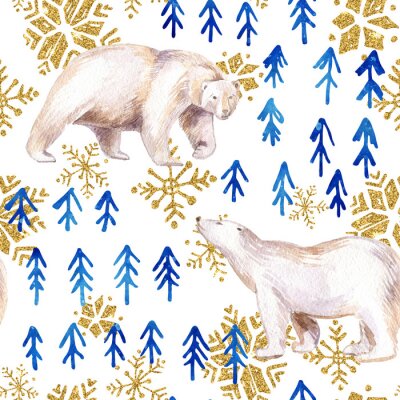 Tapete Aquarell Winter nahtlose Muster mit abstrakten Elementen.