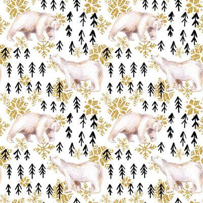 Tapete Aquarell Winter nahtlose Muster mit abstrakten Elementen.